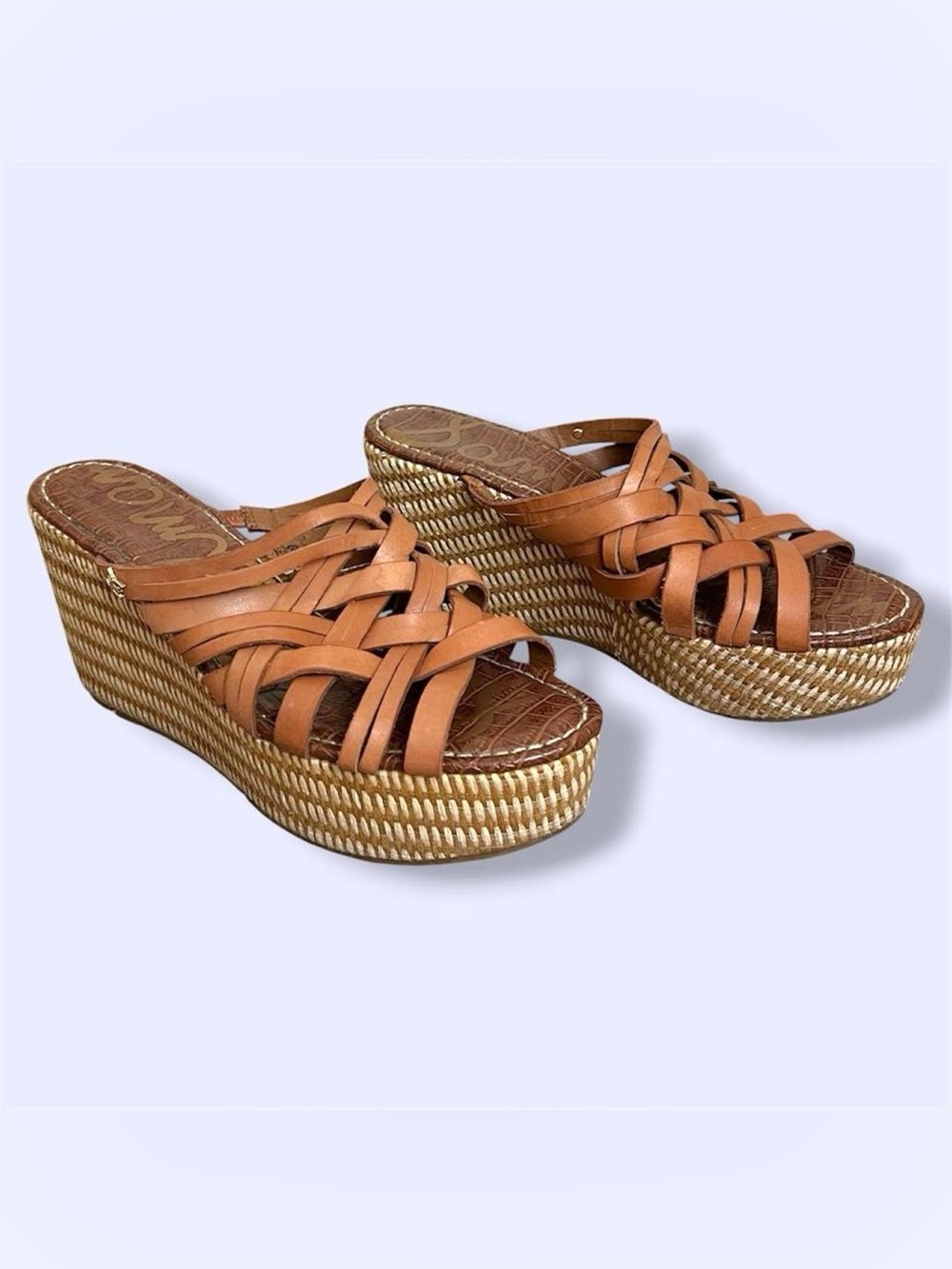 Sam Edelman Devon Strappy Saddle Leather Wedge Sandal Heels